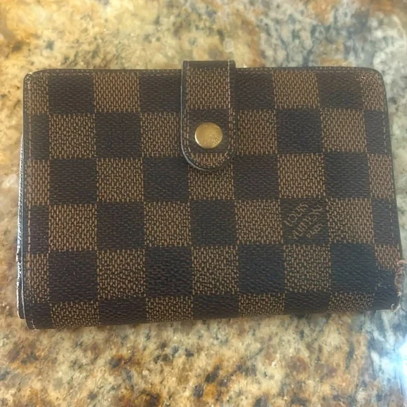 Louis Vuitton Damier Ebene French Kisslock Compact Wallet PLZ READ